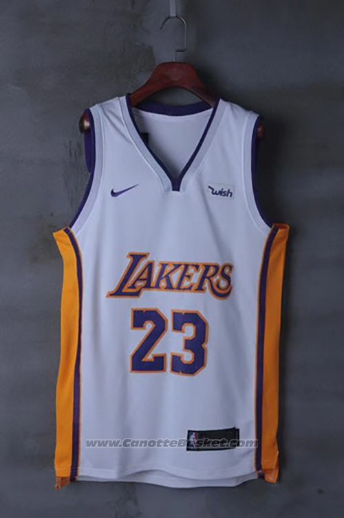 Maglia Los Angeles Lakers Lebron James #23 Association 2017-18 Bianco